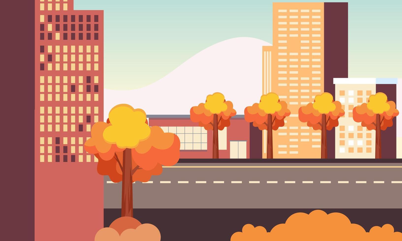 City street of the autumn city illustration vector