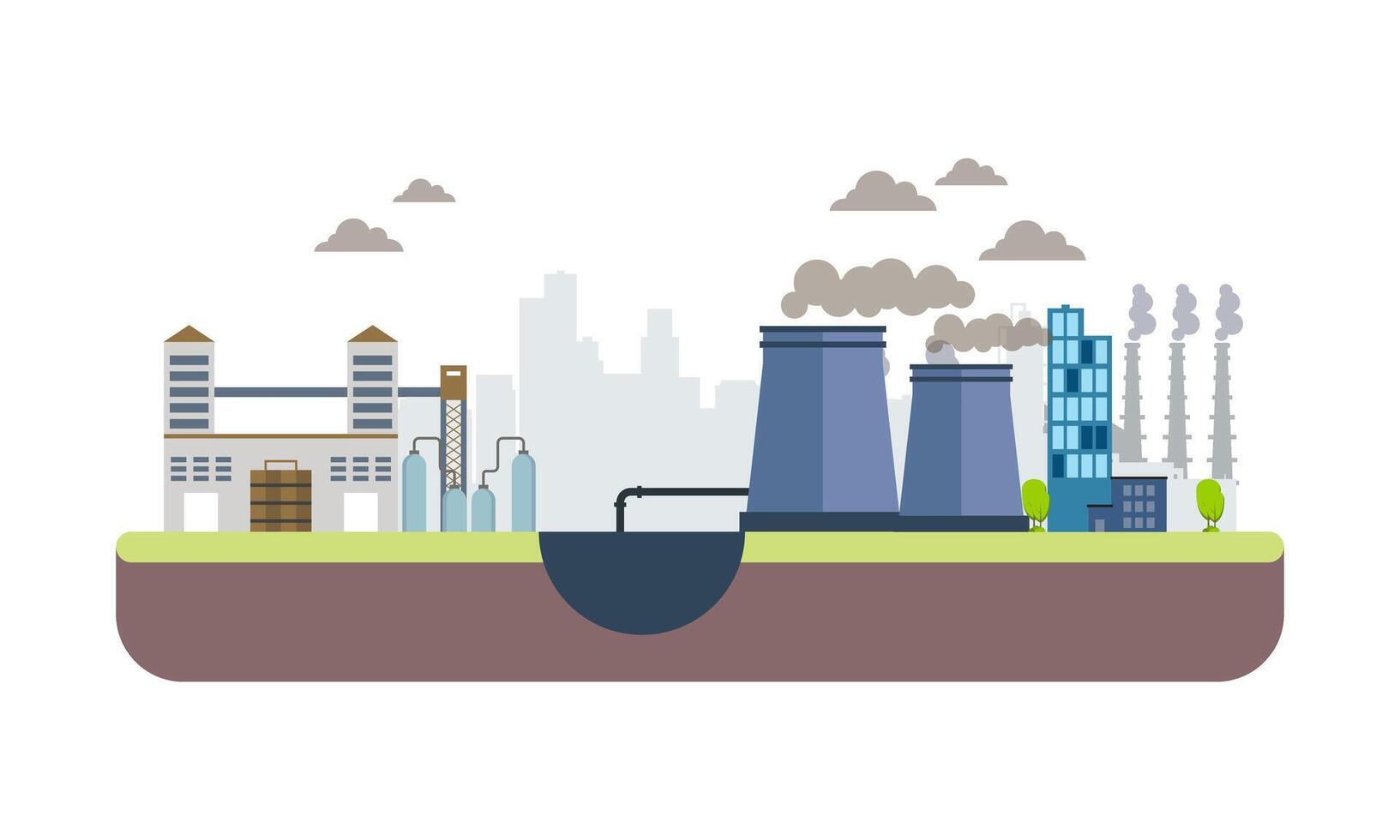 Urban landscape with factory illustration vector