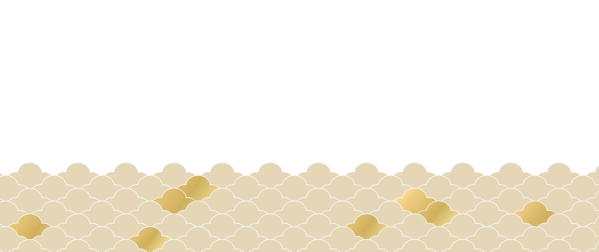 Japanese gold wave background vector. Wallpaper design with gold and white ocean wave pattern backdrop. Modern luxury oriental illustration for cover, banner, website, decor, border. vector