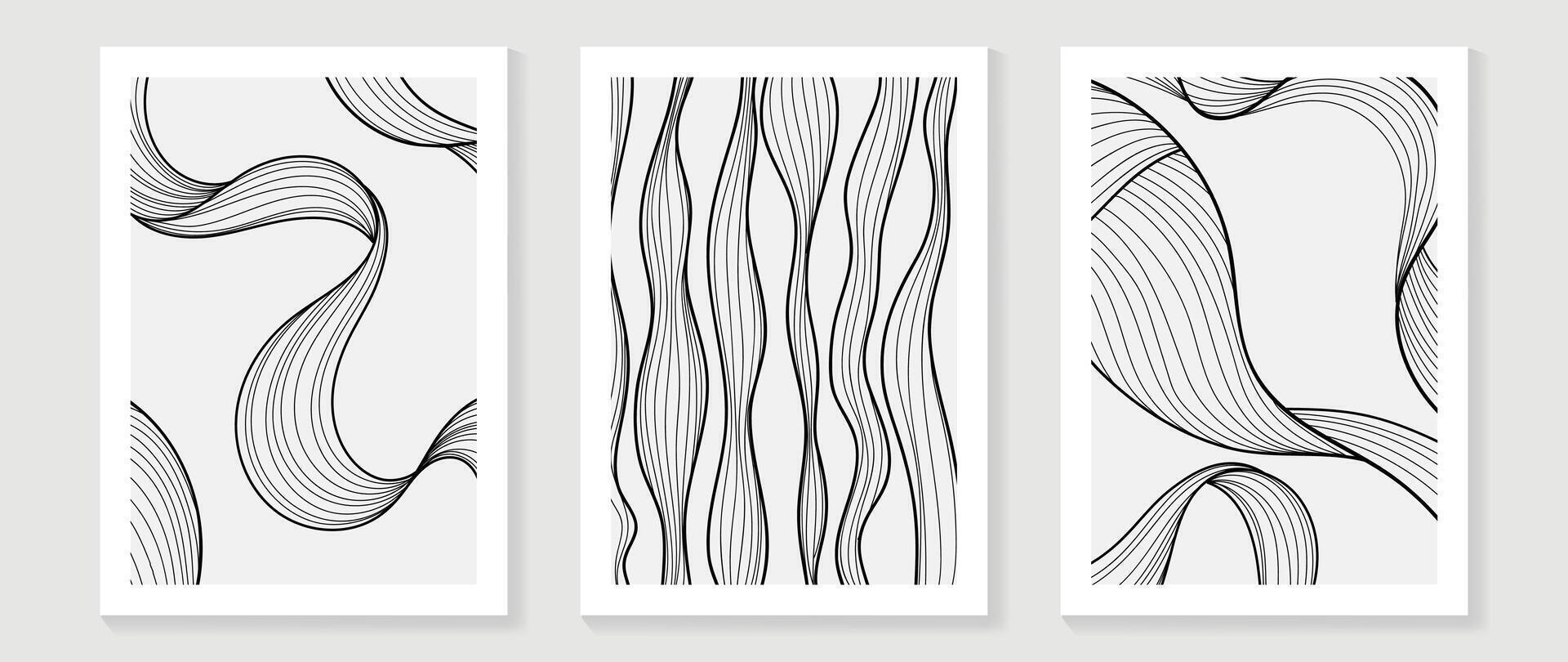 Abstract line art background vector. Minimalist modern botanical contour drawing on white color. Contemporary art design illustration for wallpaper, wall decor, card, poster, cover, print. vector