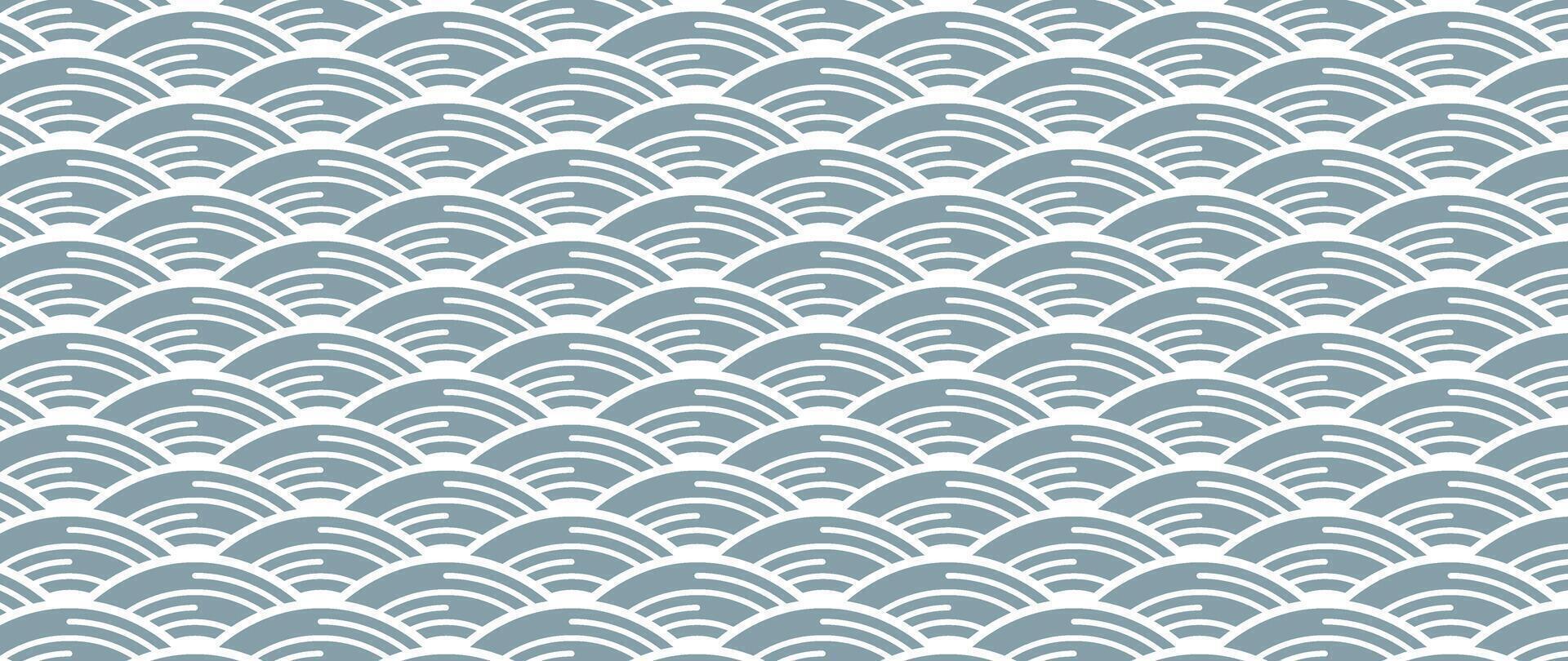 Japanese gray wave background vector. Wallpaper design with gray and white ocean wave pattern backdrop. Modern luxury oriental illustration for cover, banner, website, decor, border. vector