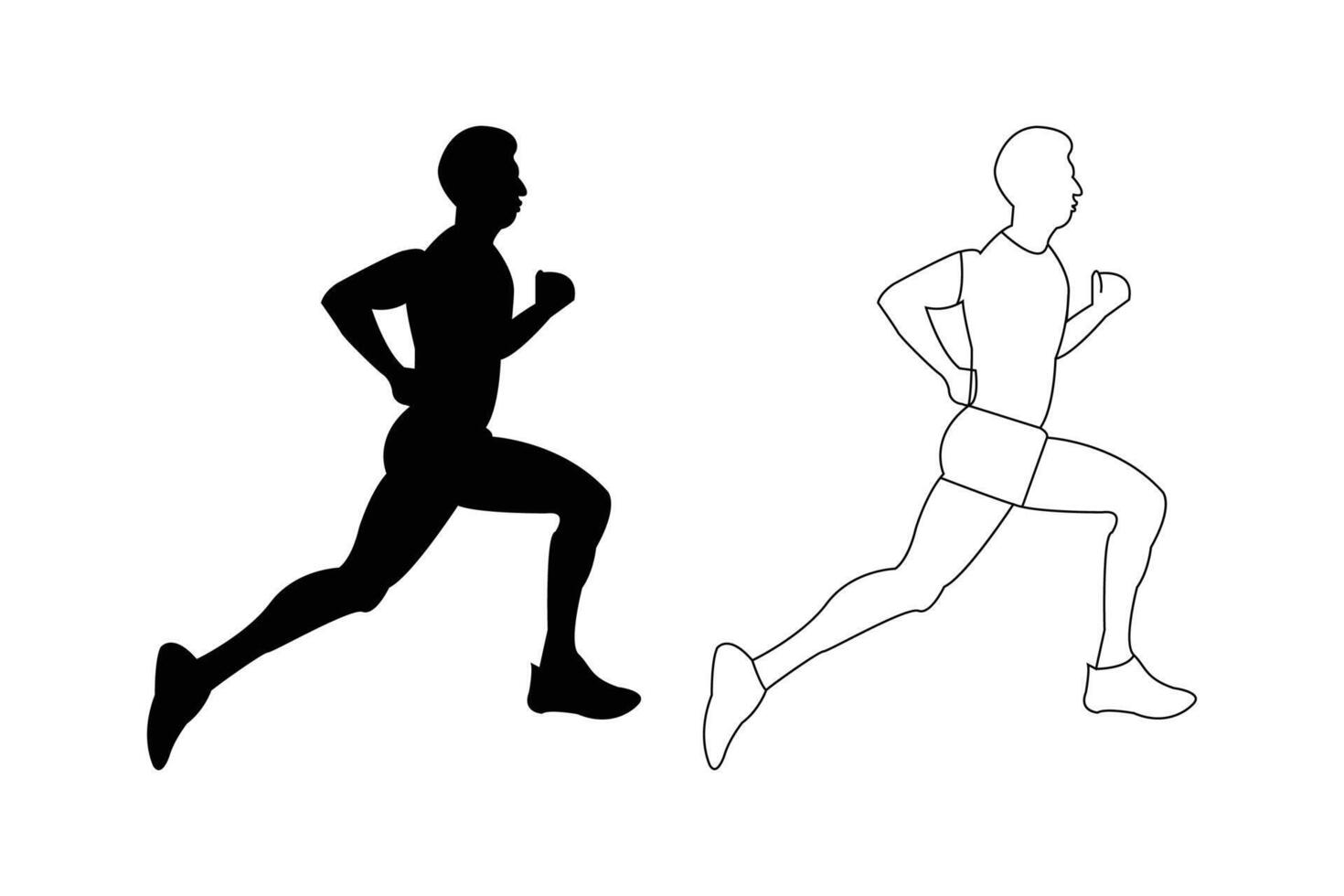 Man running outline vector isolated on white background.