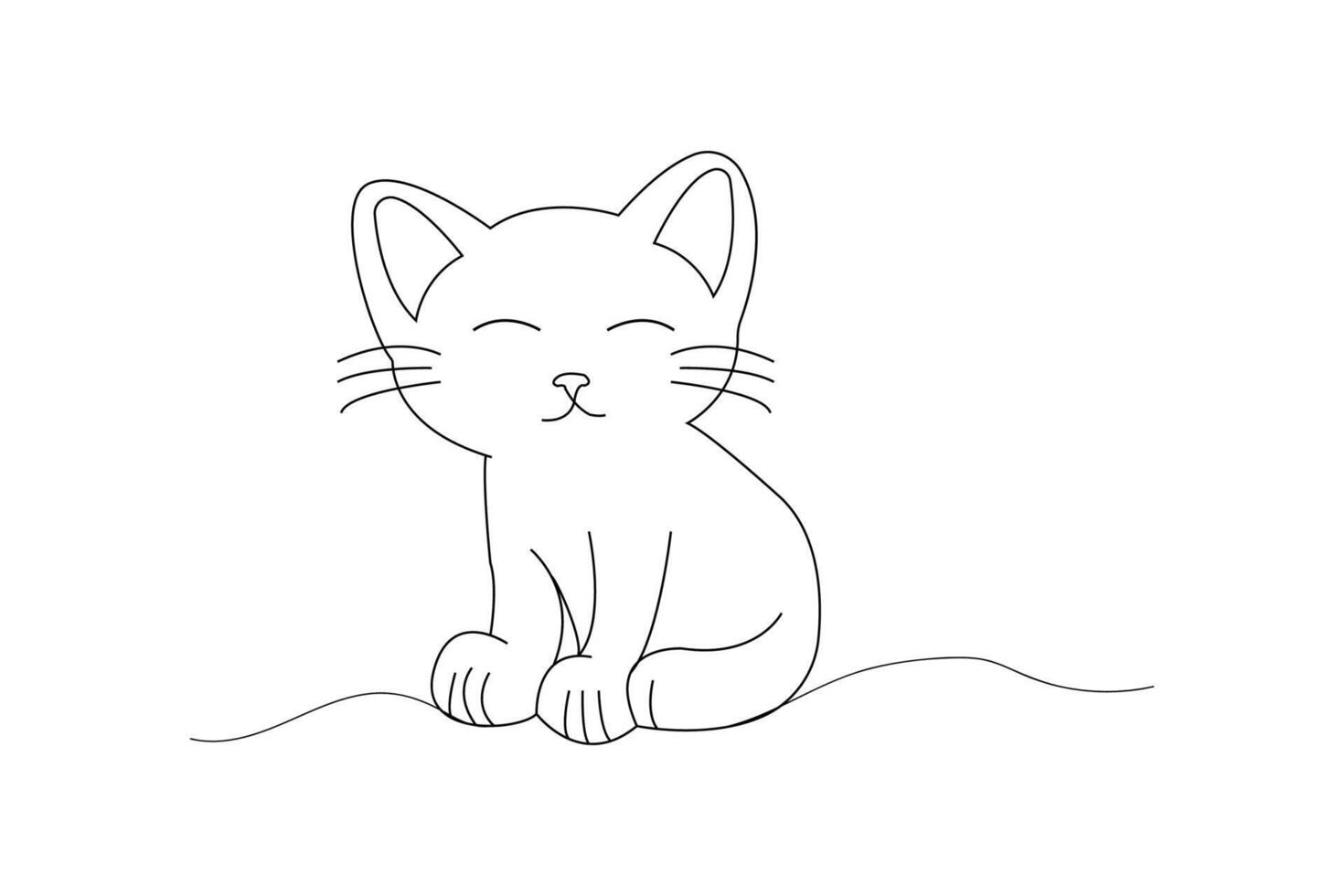 Cute cat outline. Vector illustration .