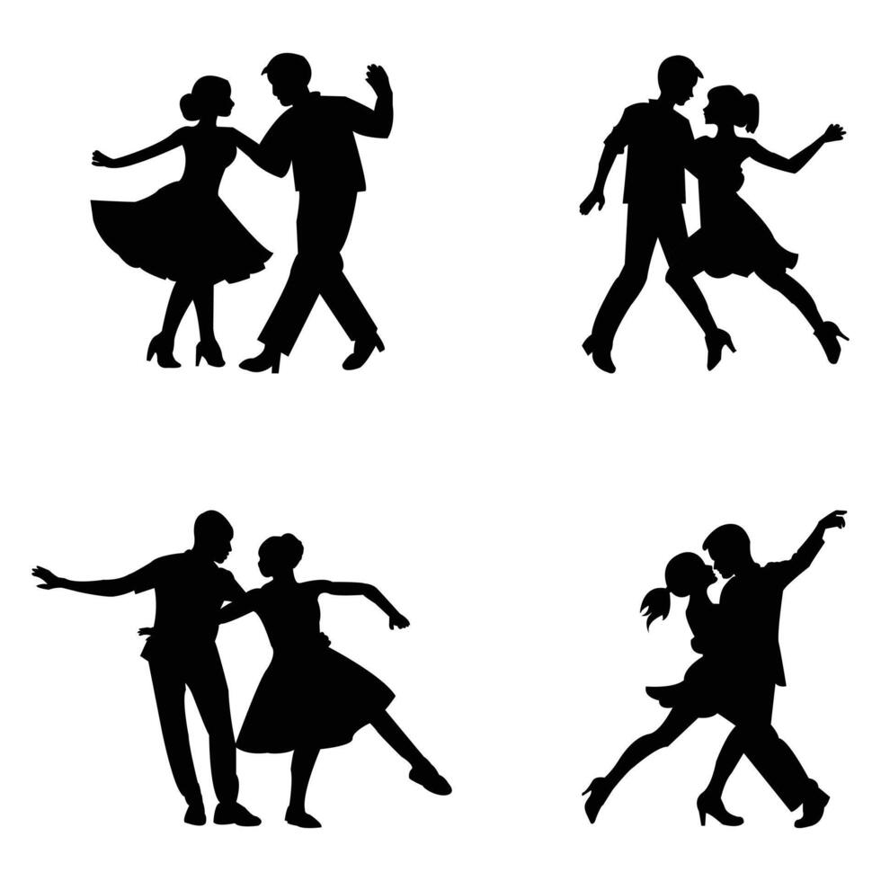 Boy and girl dancing icon. Couple dancing logo. Vector illustration.