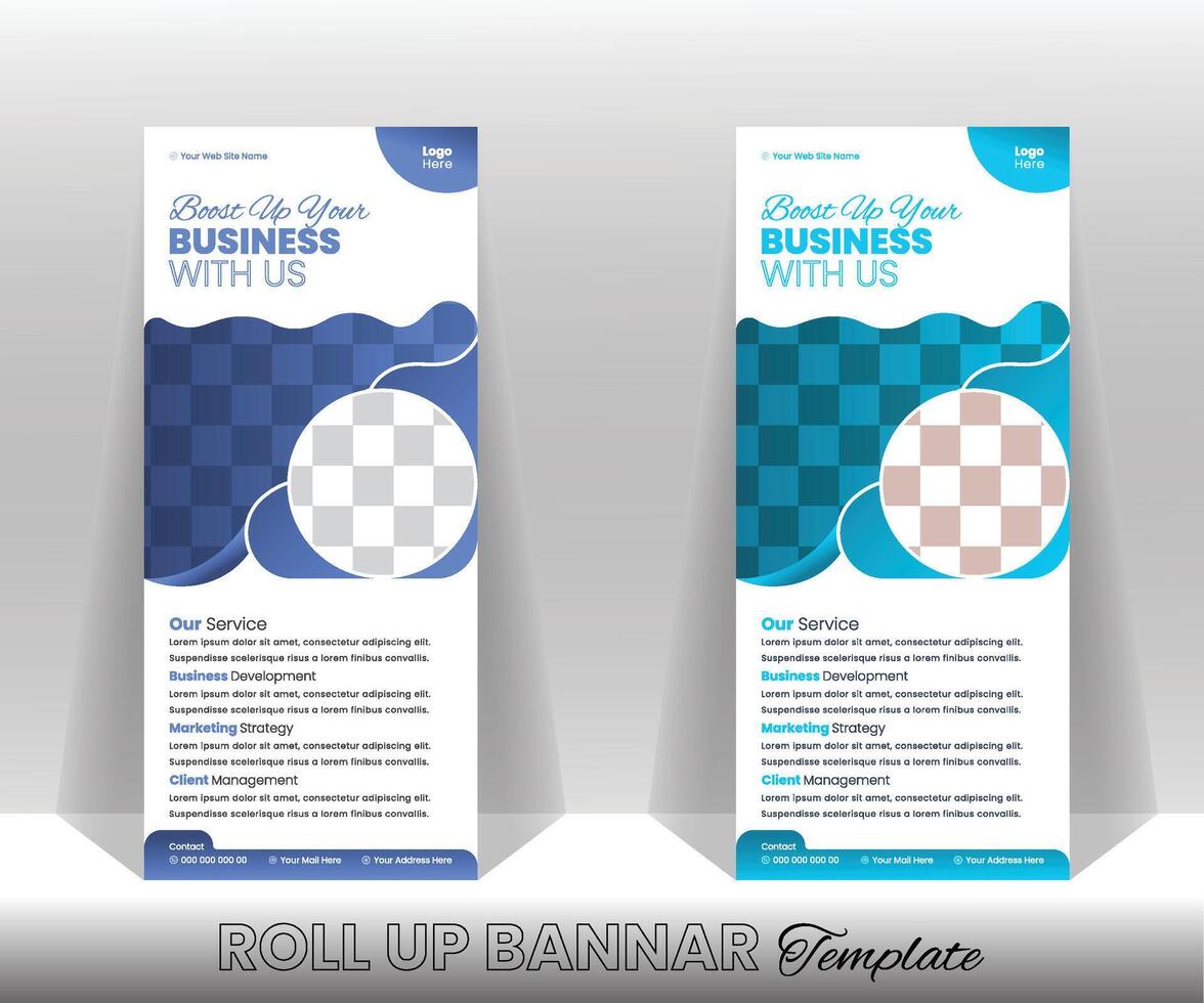 Corporate business standee rollup banner design vector template