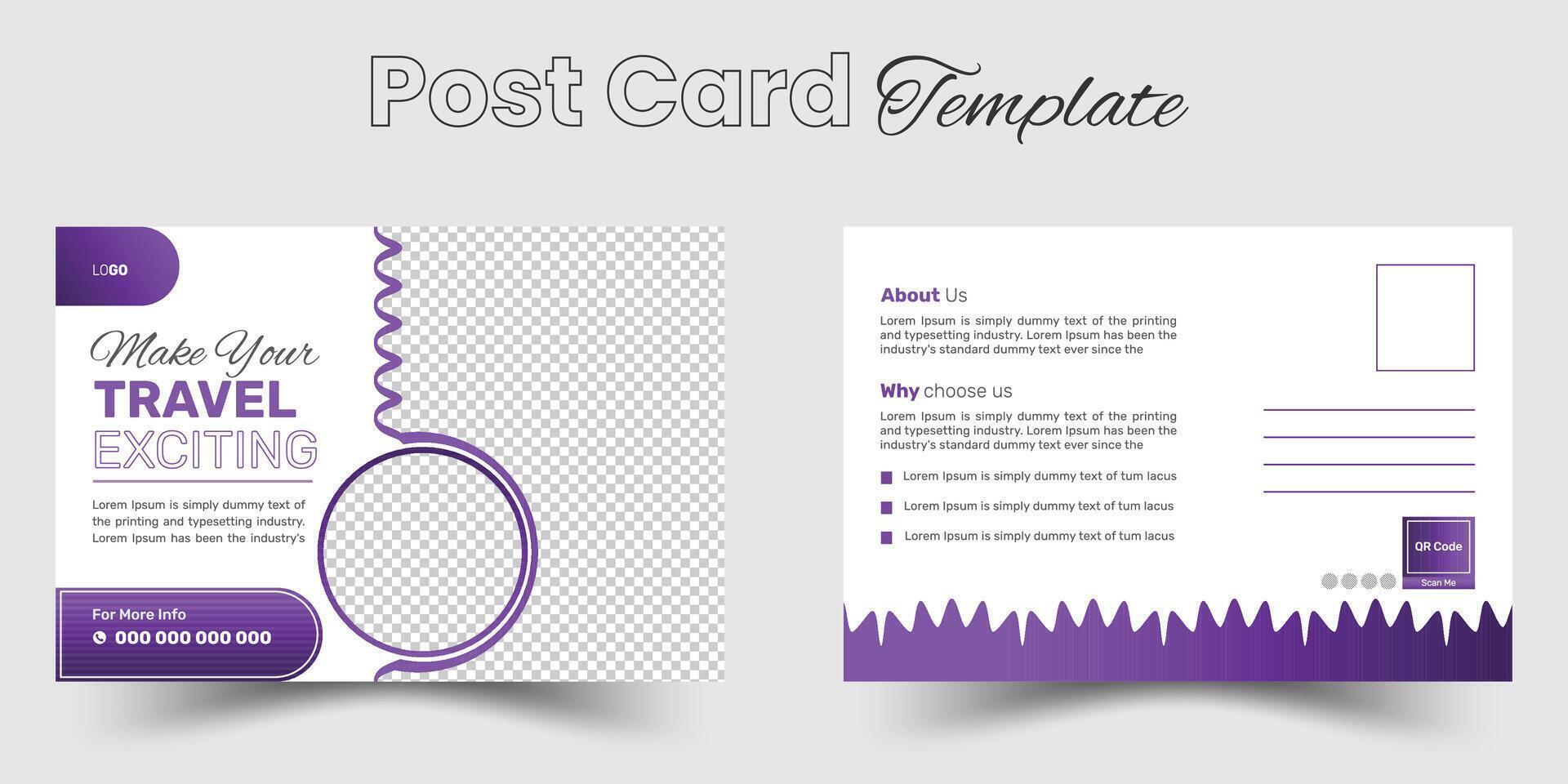 Travel and tour post card template layout. vector