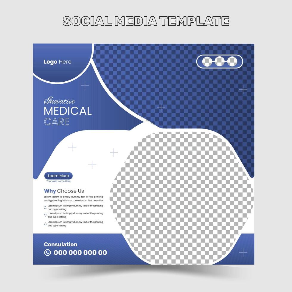 Medical healthcare square social media post, promotion web banner ads sales and discount banner vector template Design.