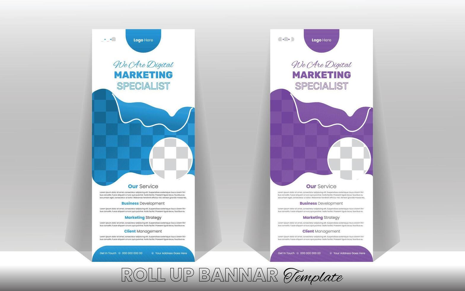 Vertical Roll Up Banner Template Design for Announce and Adverti vector