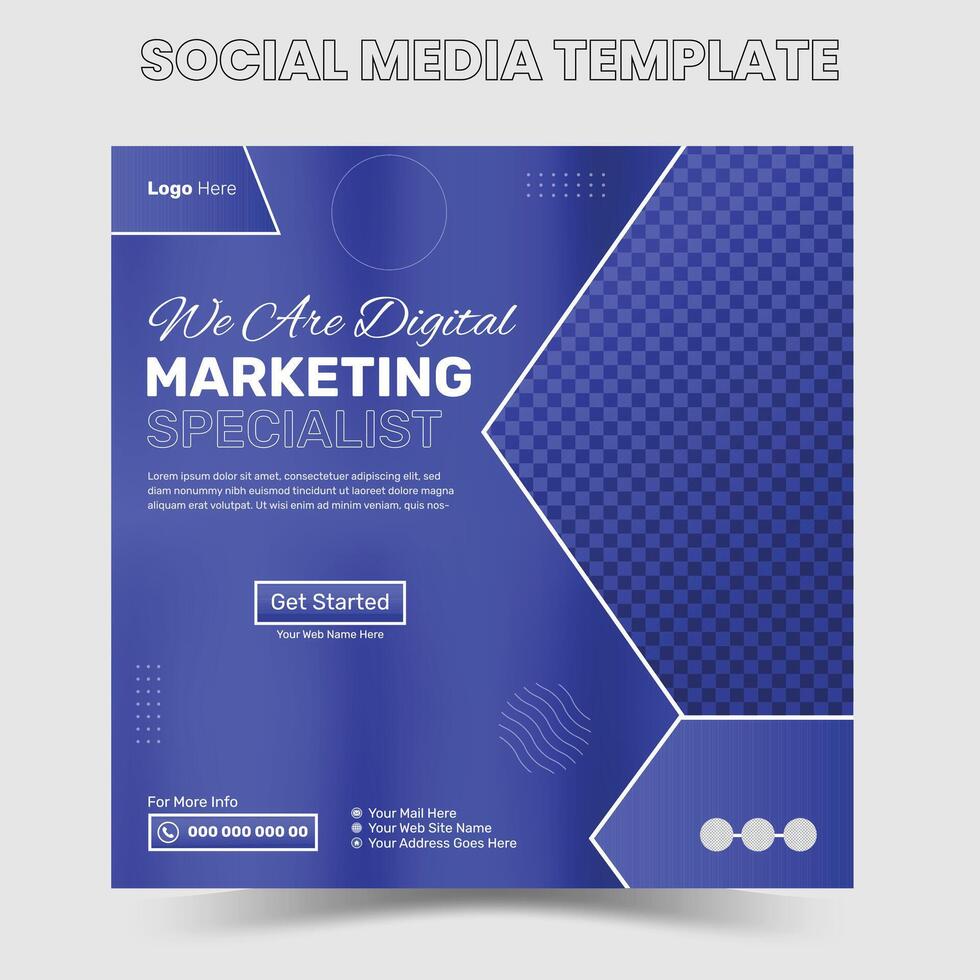 Corporate digital marketing agency social media post and web banner template vector