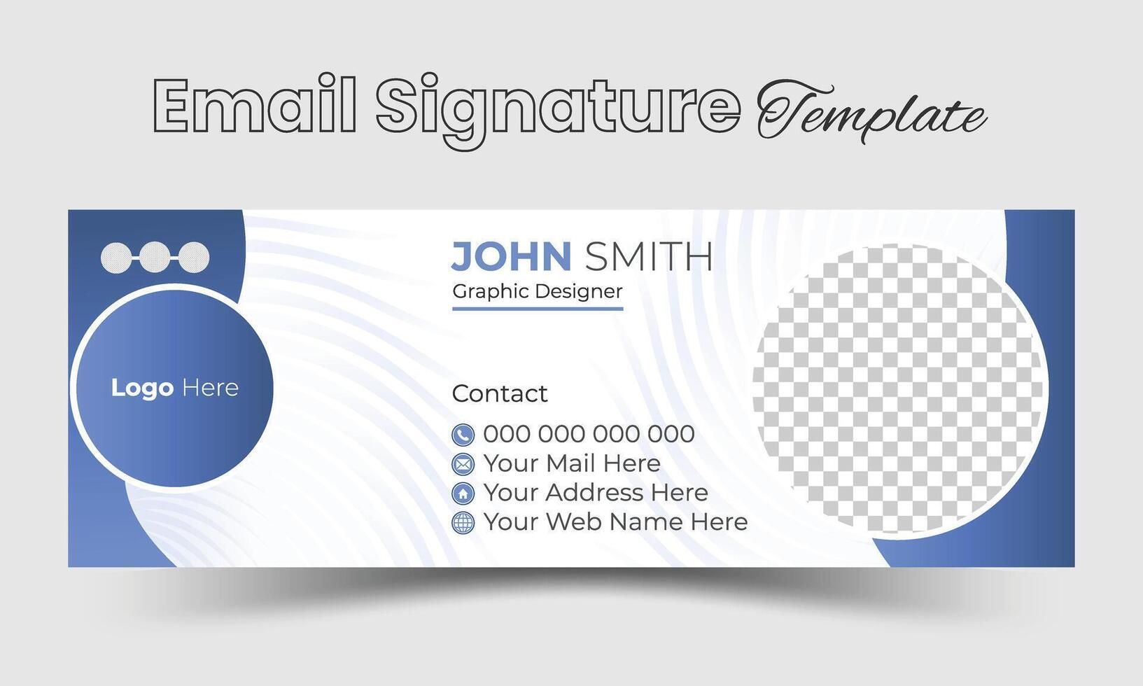 Modern Business Email signature design templates vector with author photo place