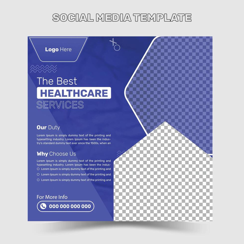 Medical Social Media Post Template, Healthcare Social Media Banner Template, Medical and healthcare social media post template. vector