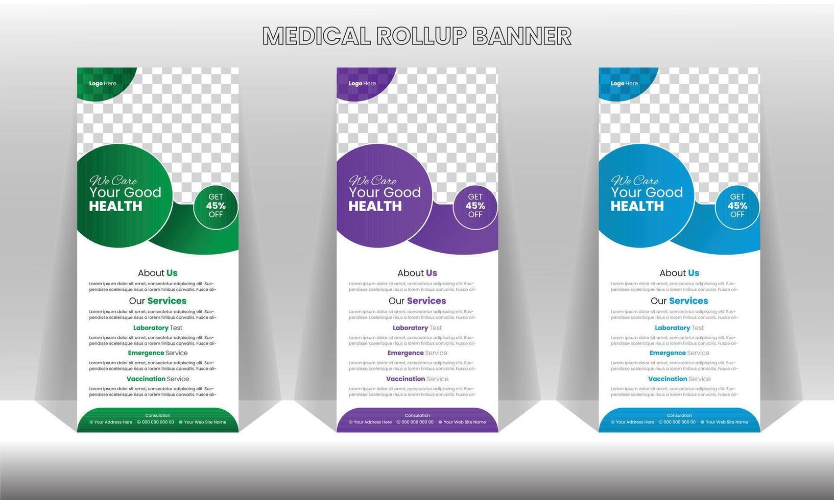 Medical healthcare roll up banner template vector