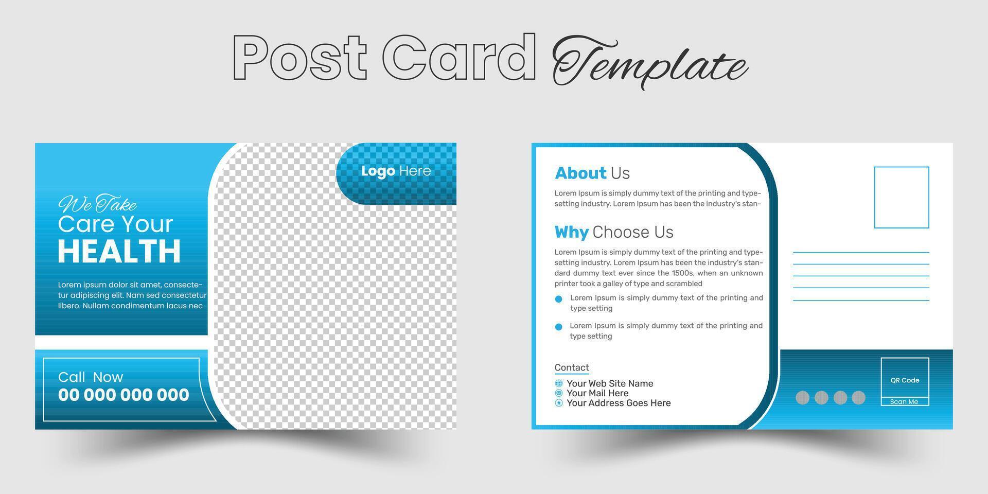 Vector creative medical health care post card banner template design