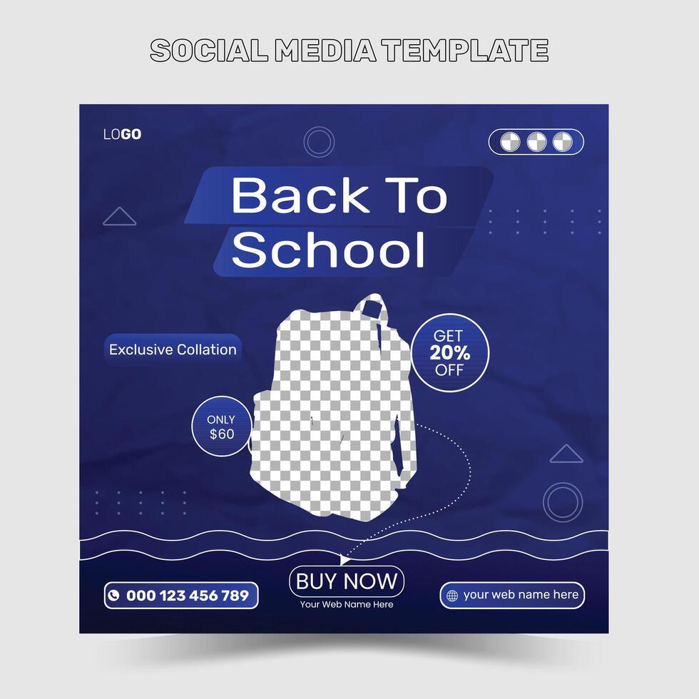 Bag sale for Back to school promotion social media post template banner set template design vector