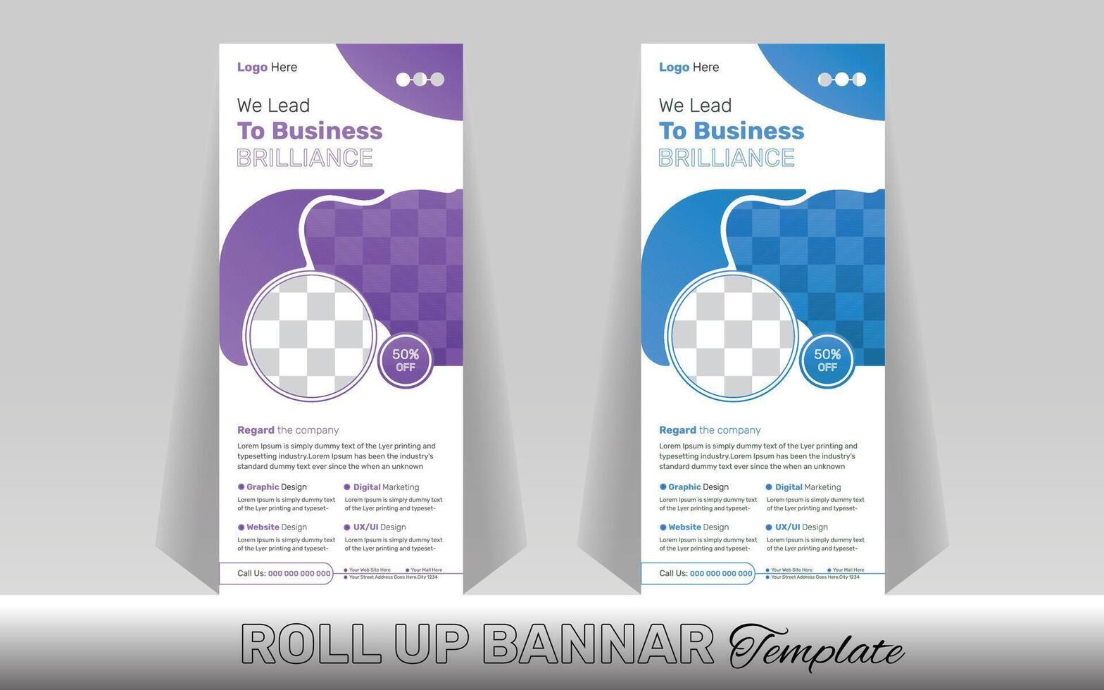 Business Roll Up Standee Banner Template. vector