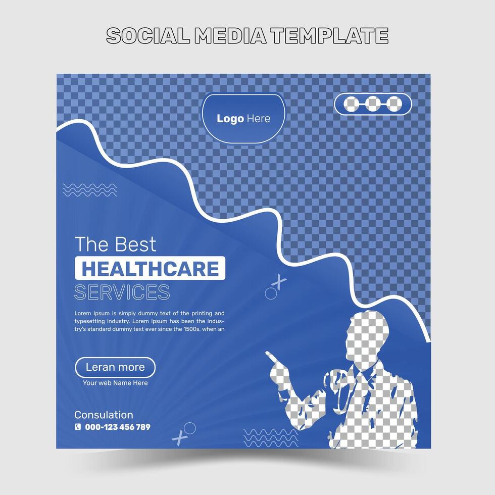 Medical Social Media Post Template, Healthcare Social Media Banner Template, Medical and healthcare social media post template. health doctor social media post banner. Medical Health banne. vector