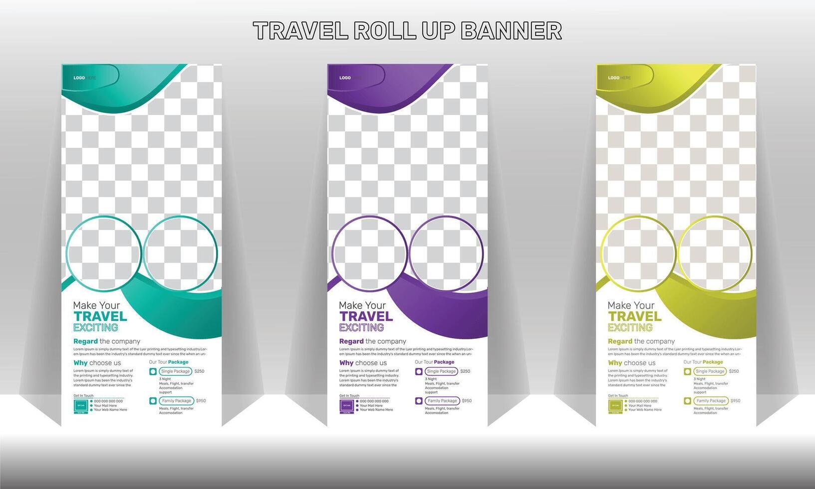 Travel Roll Up Banner Template Design vector