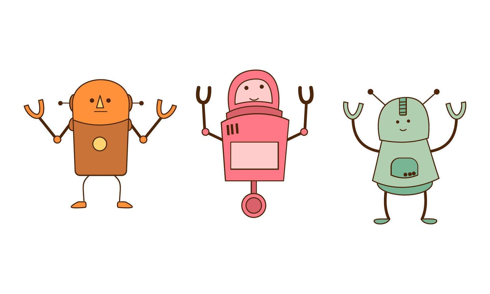 conjunto de dibujos animados robots vector ilustración