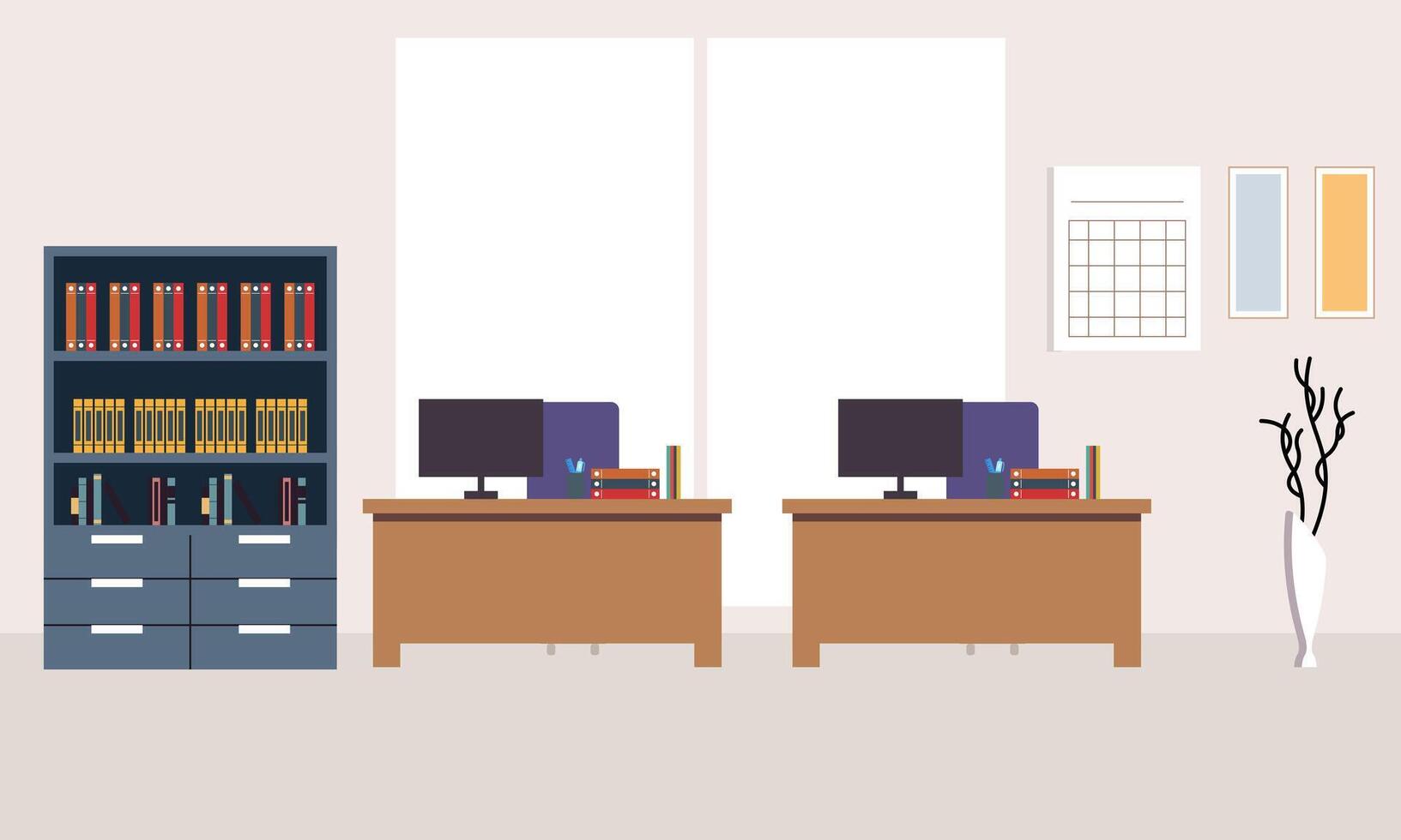 Modern coworking area office interior illustration vector