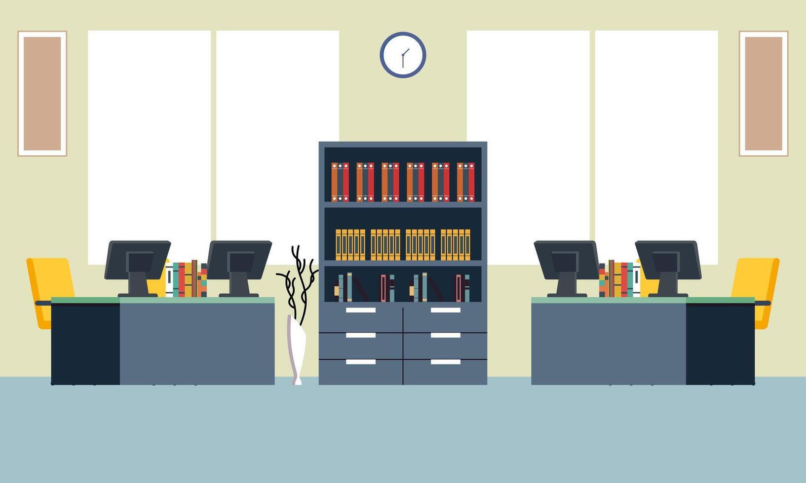 Modern coworking area office interior illustration vector