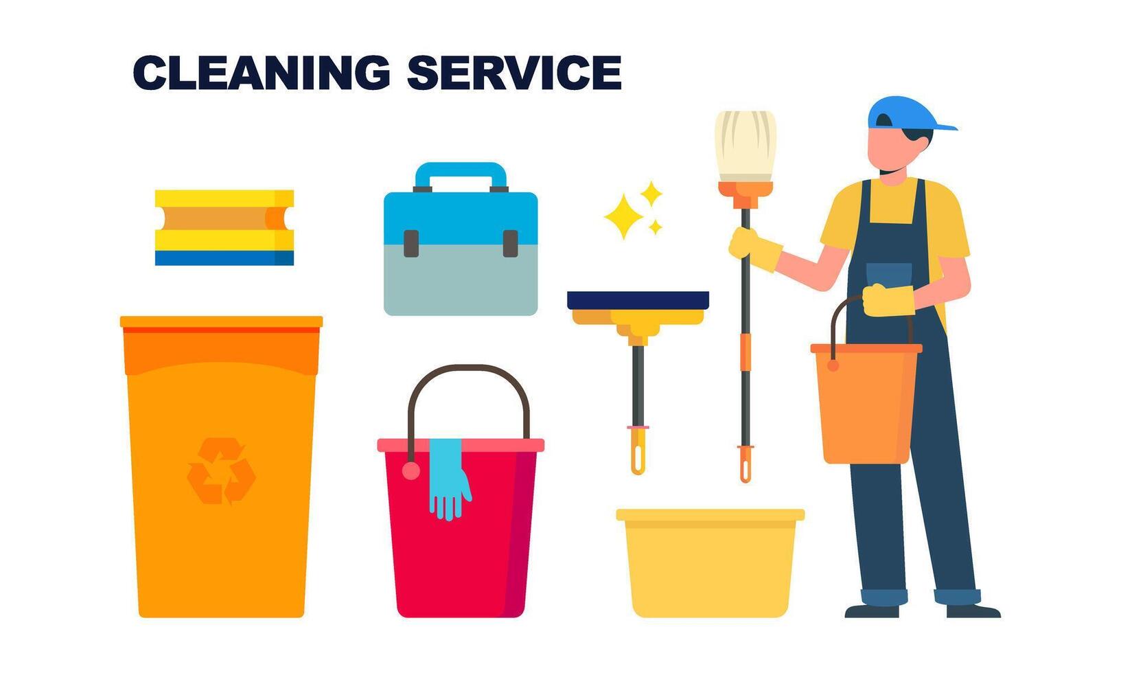 Cleaning service equipment clean worker character concept vector