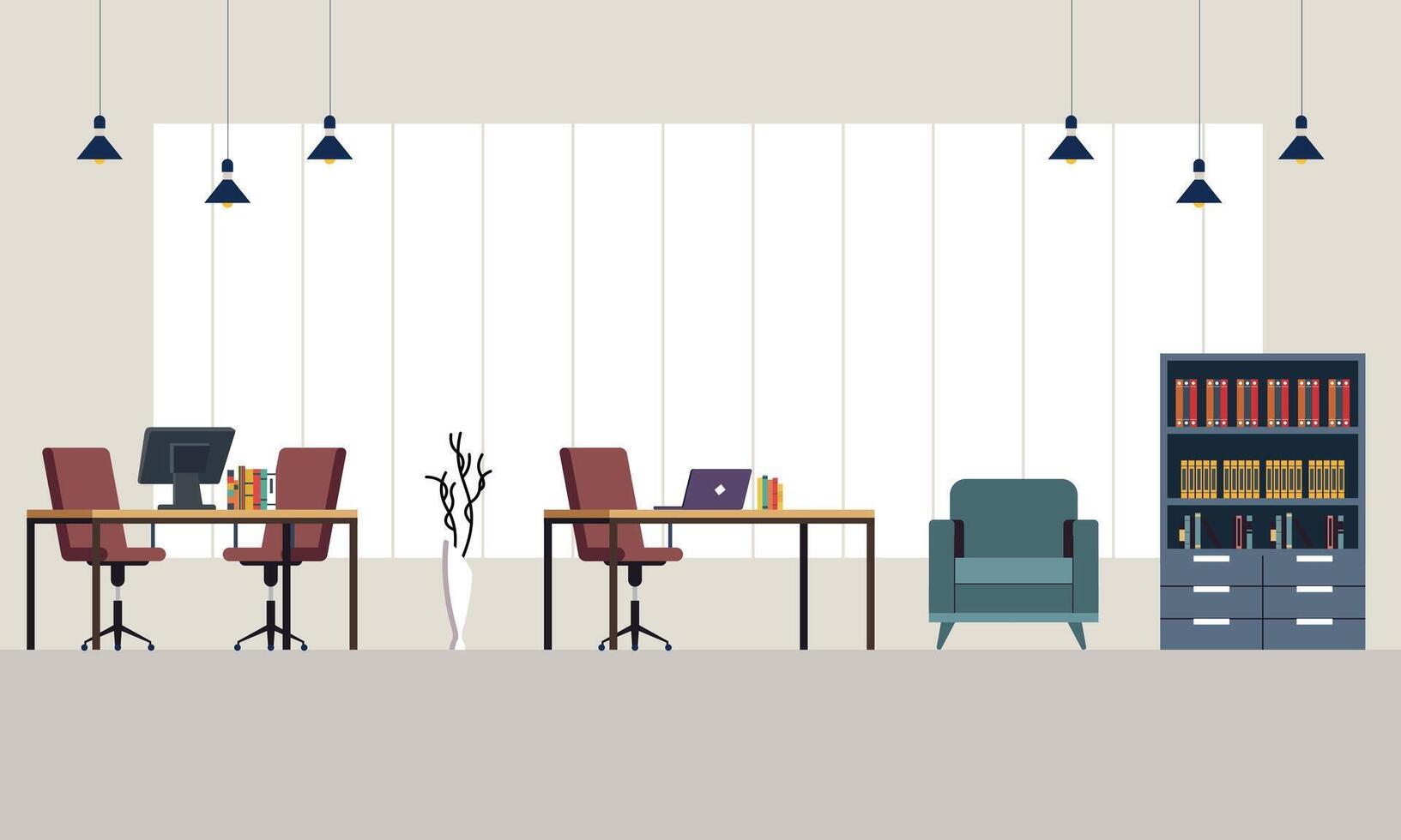 Modern coworking area office interior illustration vector