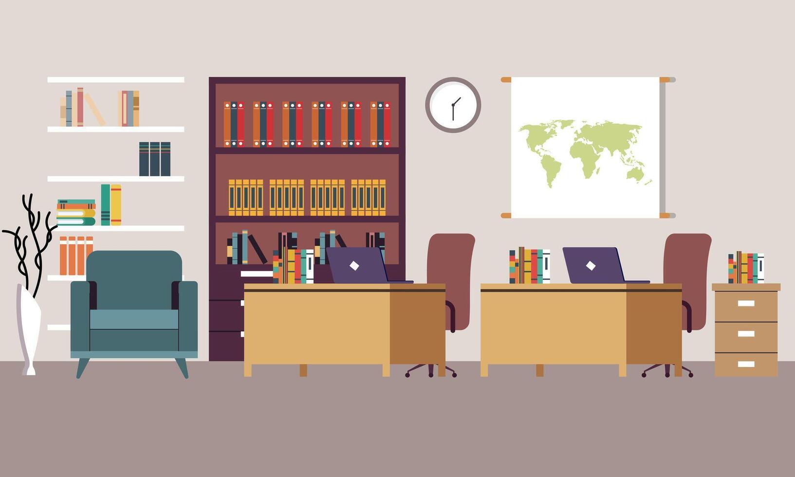 Modern coworking area office interior illustration vector