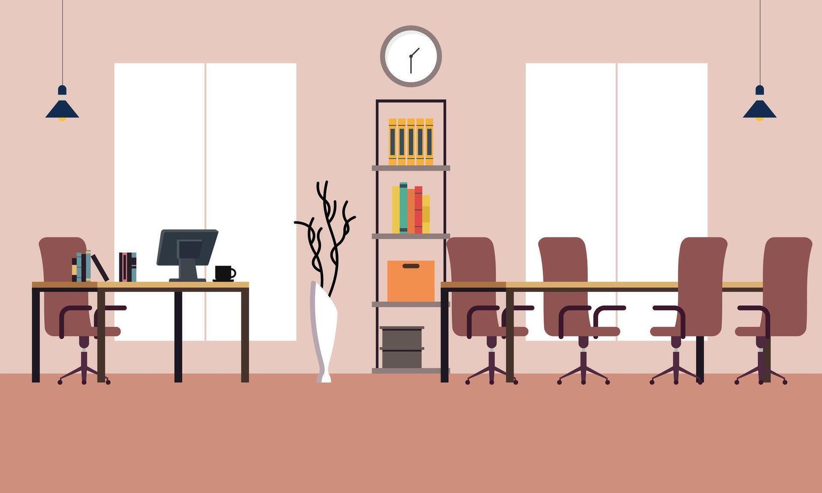 Modern coworking area office interior illustration vector