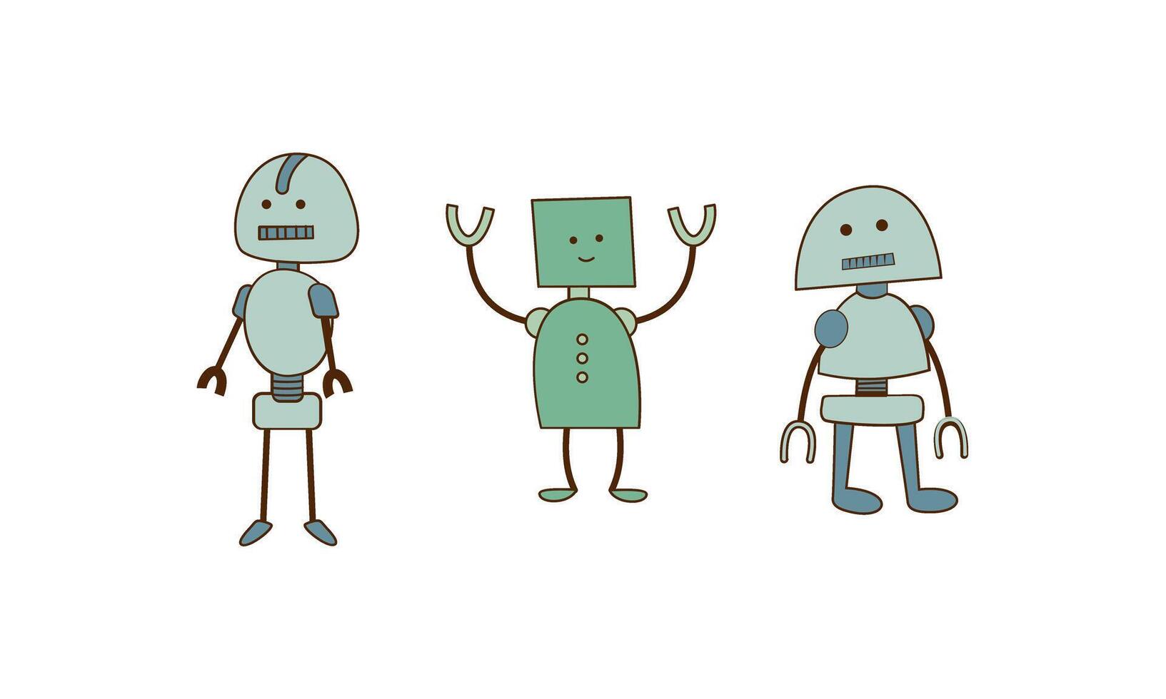 Set of cartoon robots vector illustration