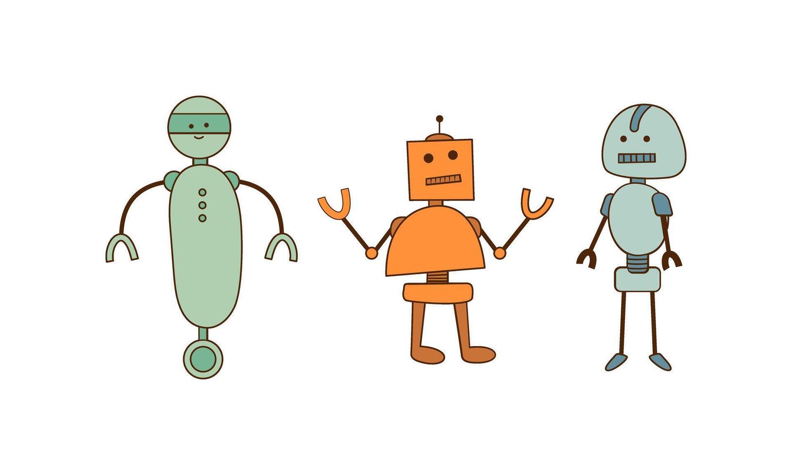 Set of cartoon robots vector illustration