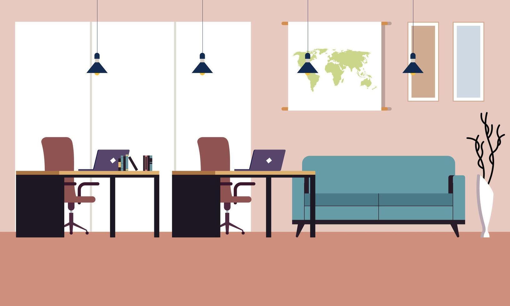 Modern coworking area office interior illustration vector