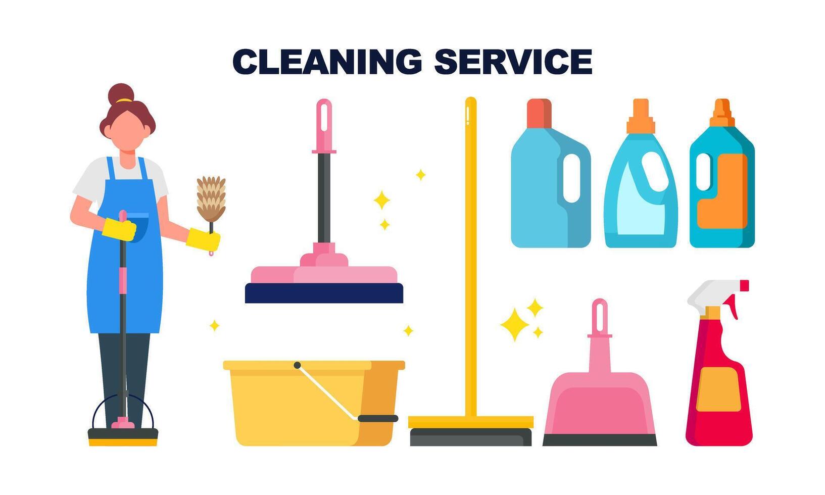 Cleaning service equipment clean worker character concept vector