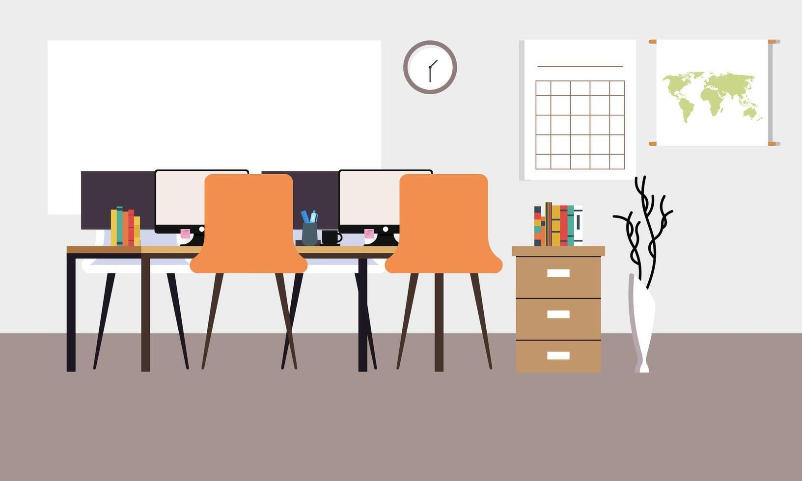 Modern coworking area office interior illustration vector
