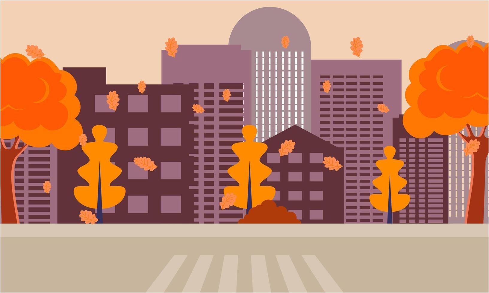 City street of the autumn city illustration vector