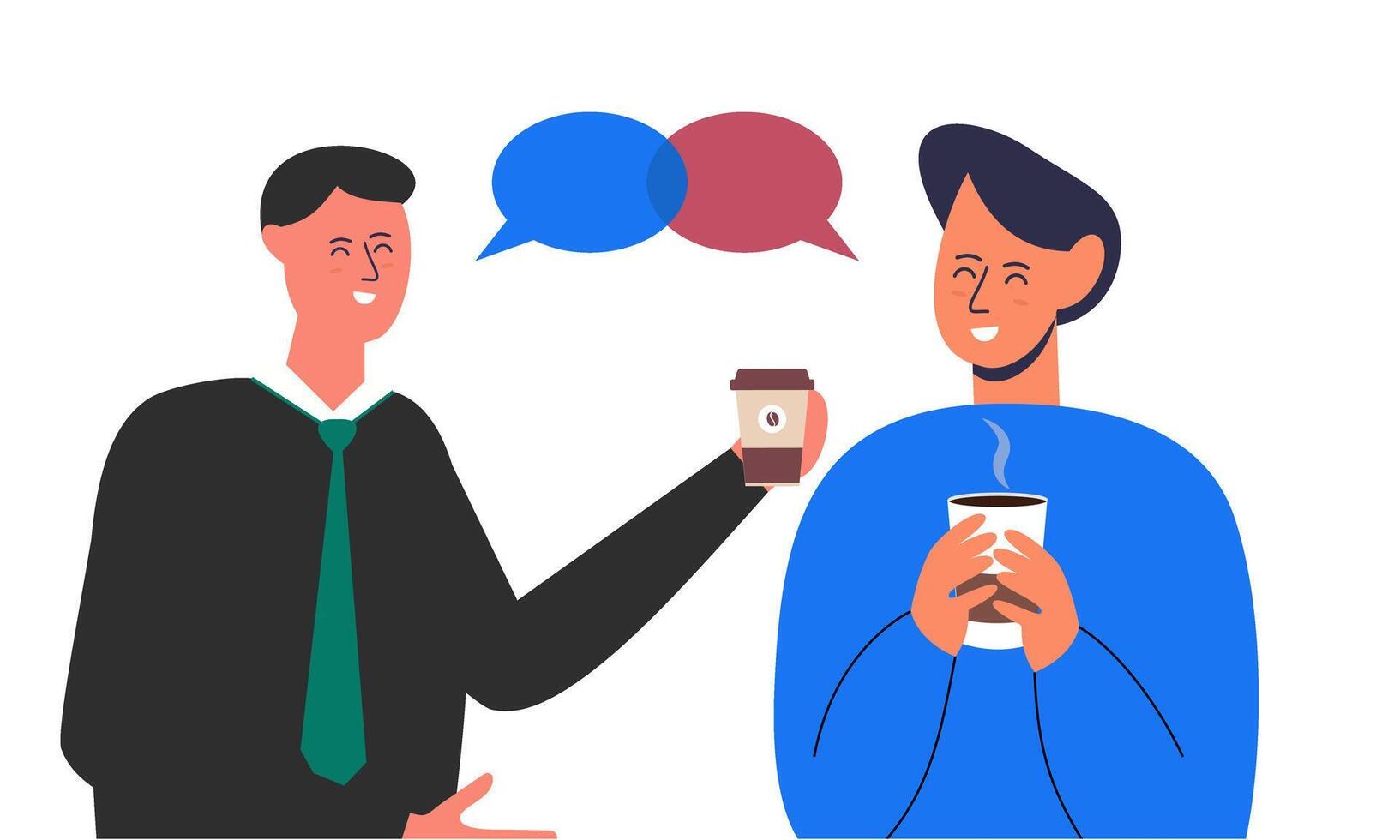 Two man talking. Meeting of friends or colleagues illustration vector