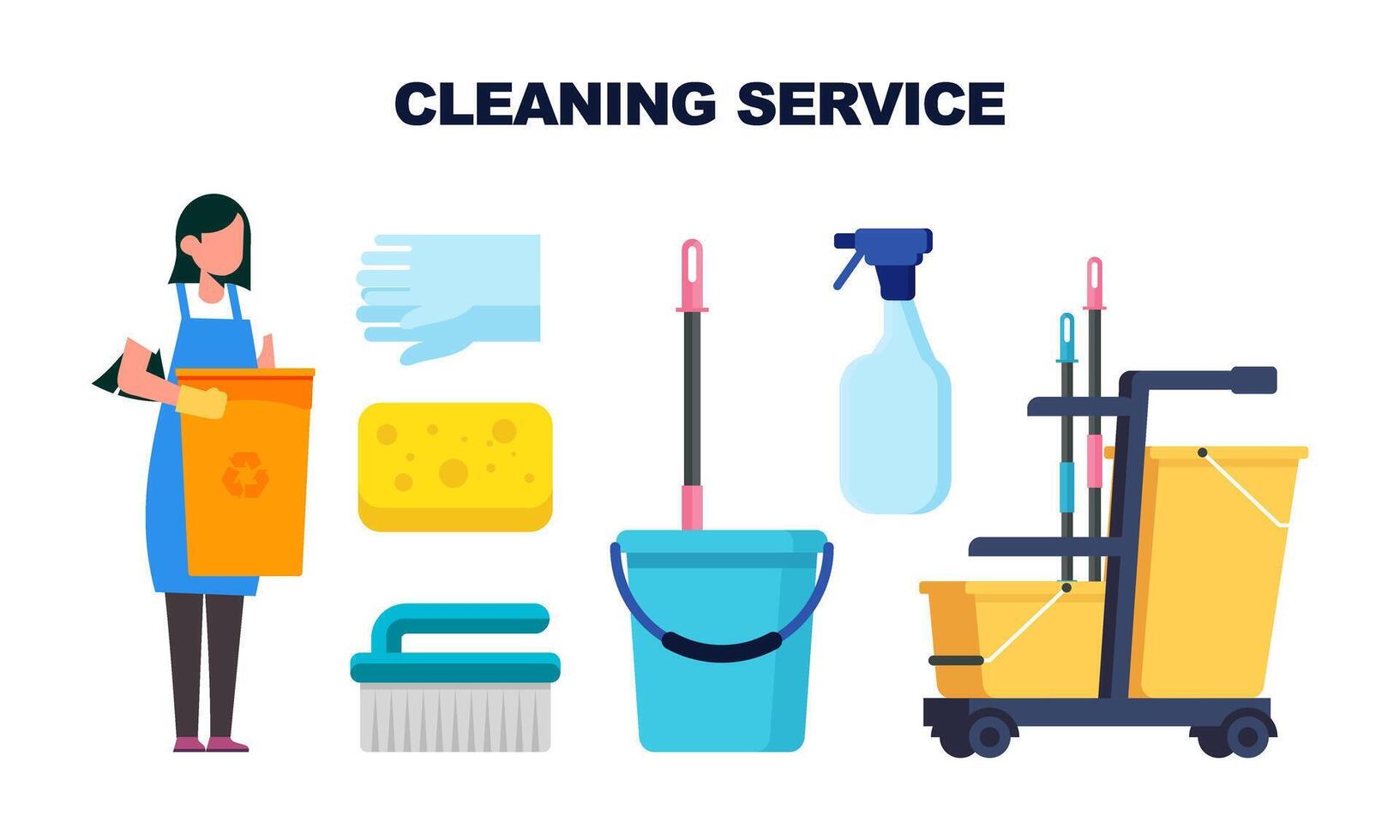 Cleaning service equipment clean worker character concept vector