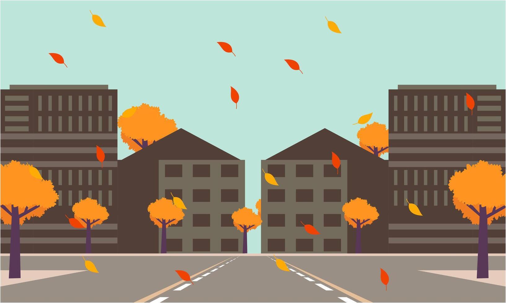 City street of the autumn city illustration vector