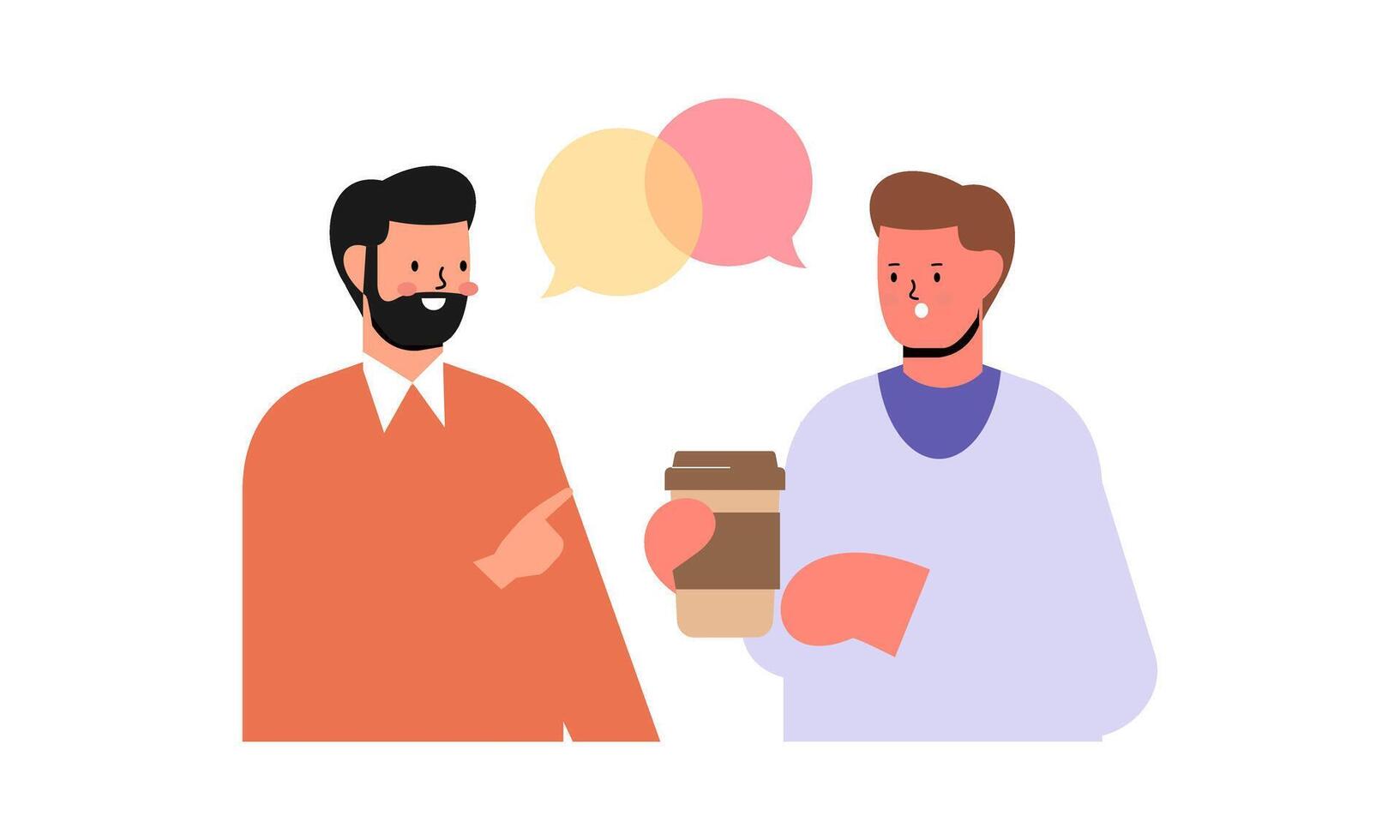 Two man talking. Meeting of friends or colleagues illustration vector