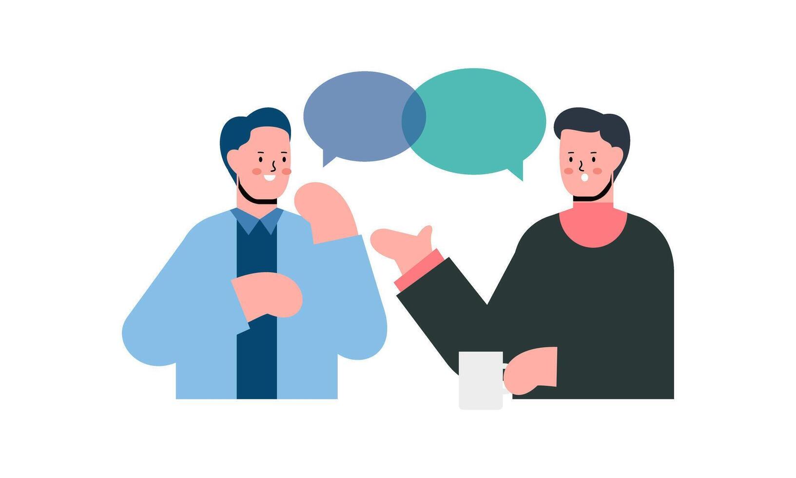Two man talking. Meeting of friends or colleagues illustration vector