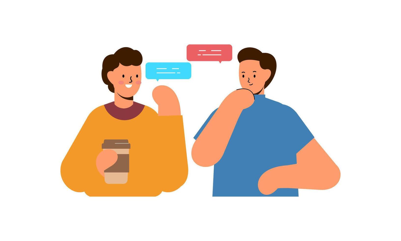 Two man talking. Meeting of friends or colleagues illustration vector