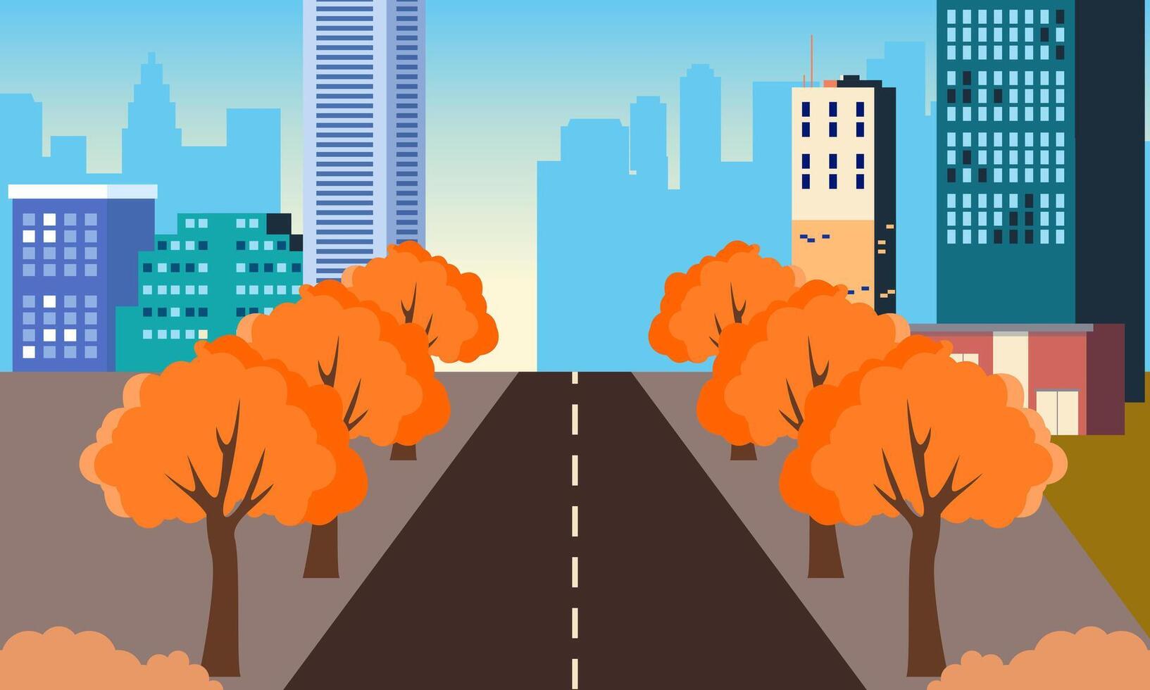 City street of the autumn city illustration vector