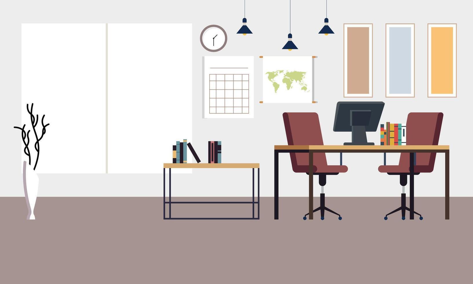 Modern coworking area office interior illustration vector