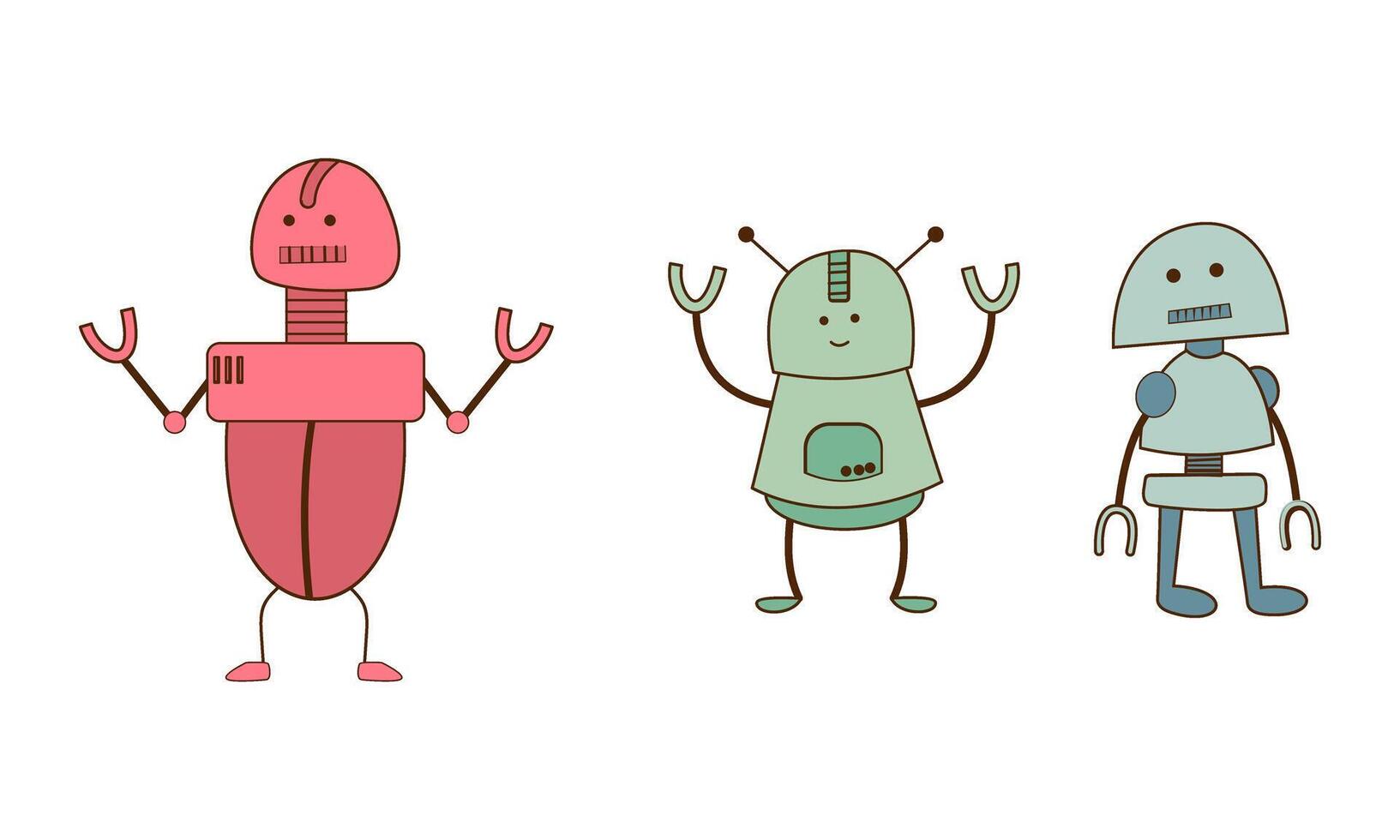 Set of cartoon robots vector illustration