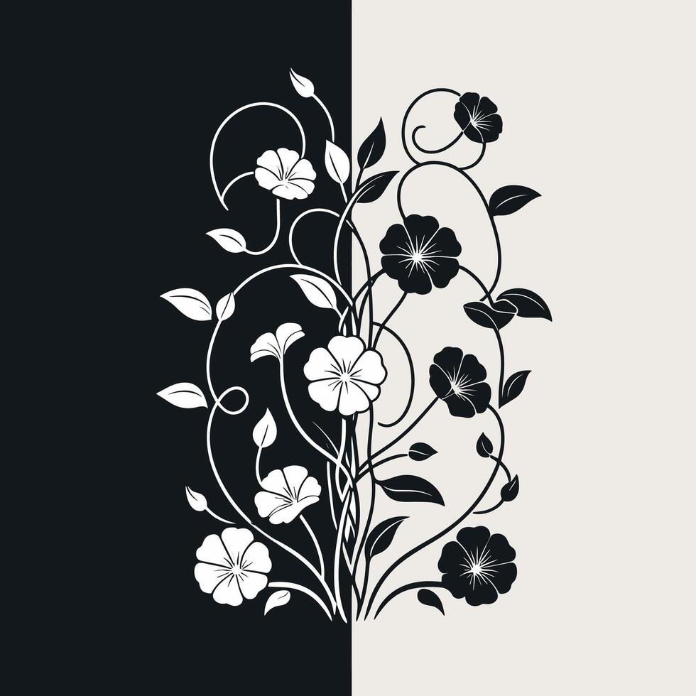 a collection of unique and simple vine flower illustrations vector