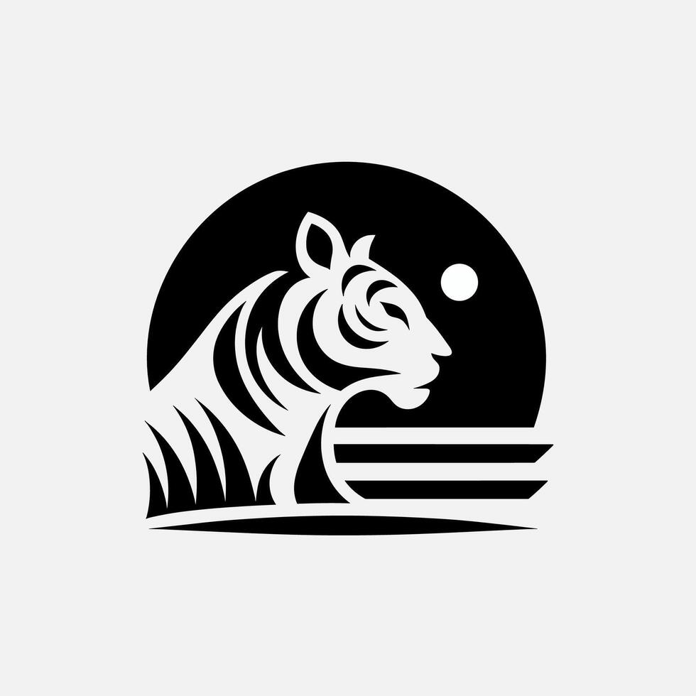 simple minimalist tiger head wild animal logo vector illustration template design