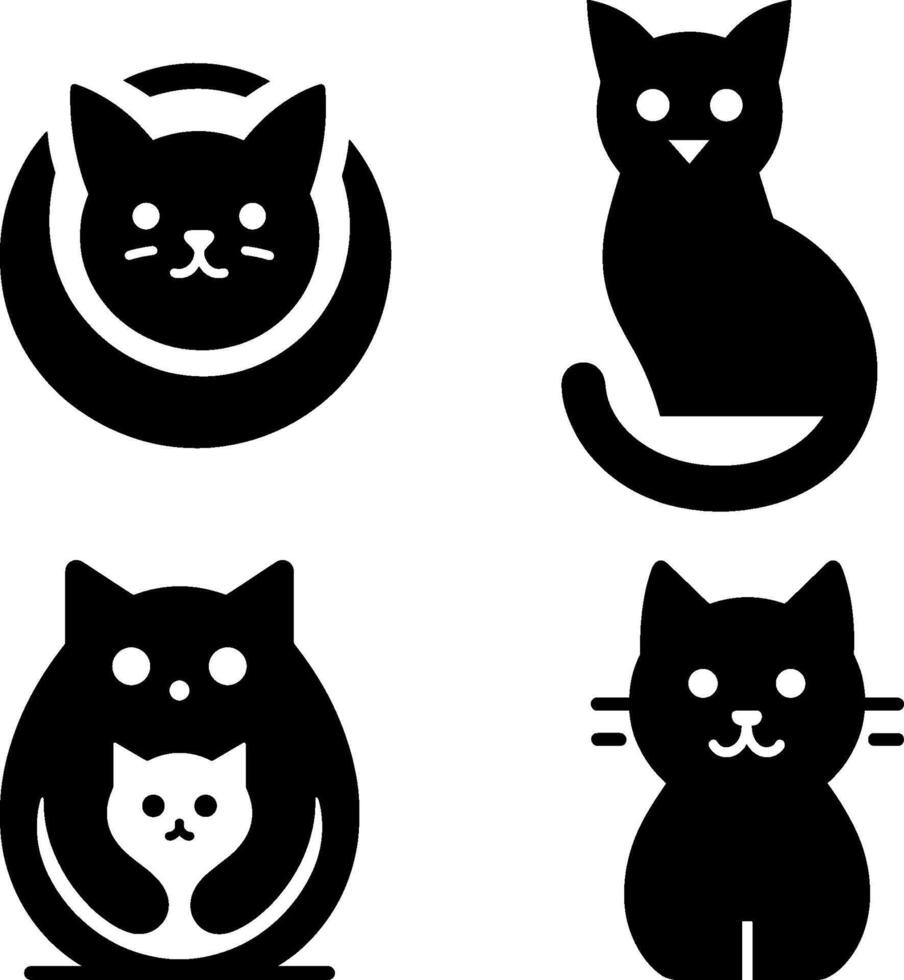 collection of simple and modern cat logo illustrations vector