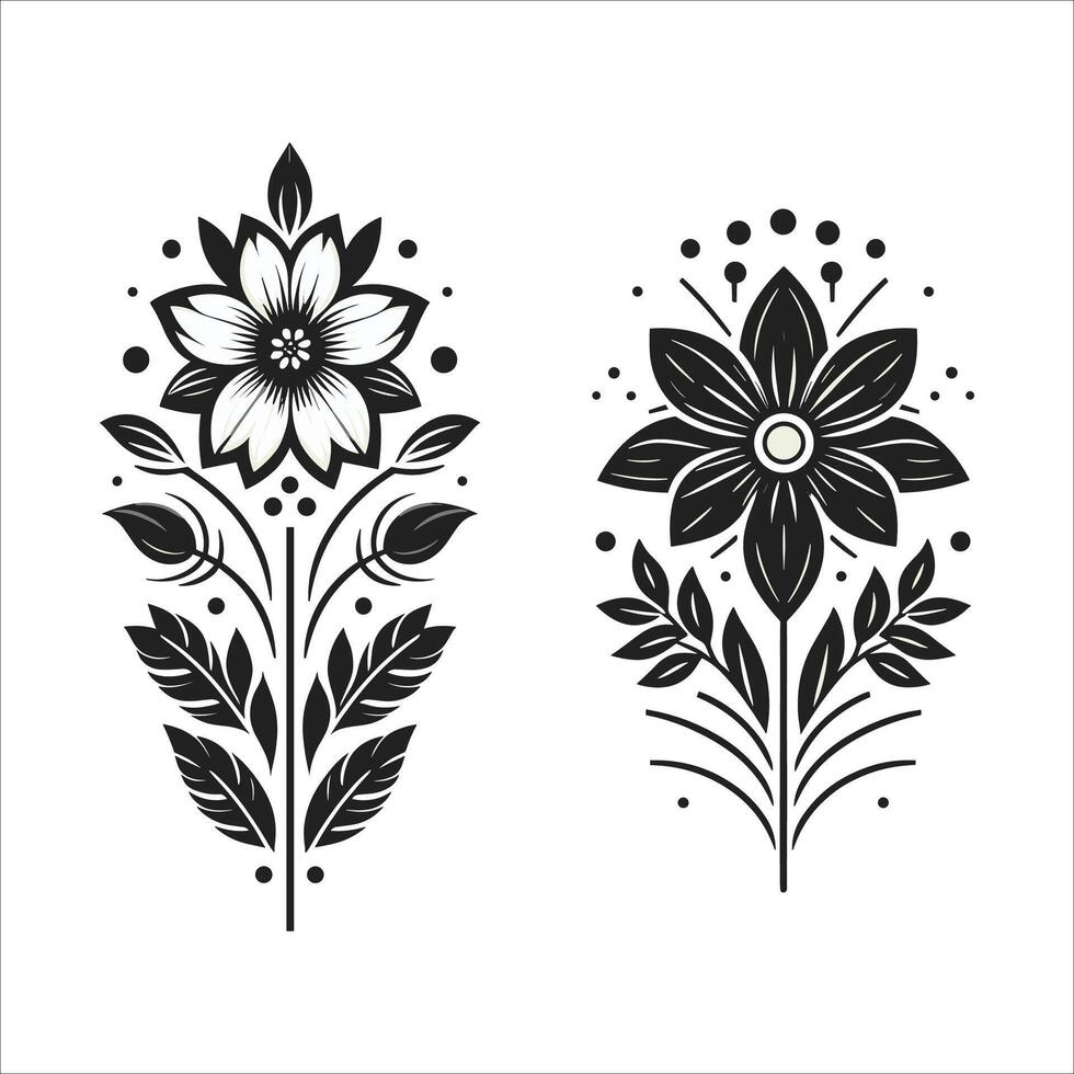 a collection of unique and simple vine flower illustrations vector