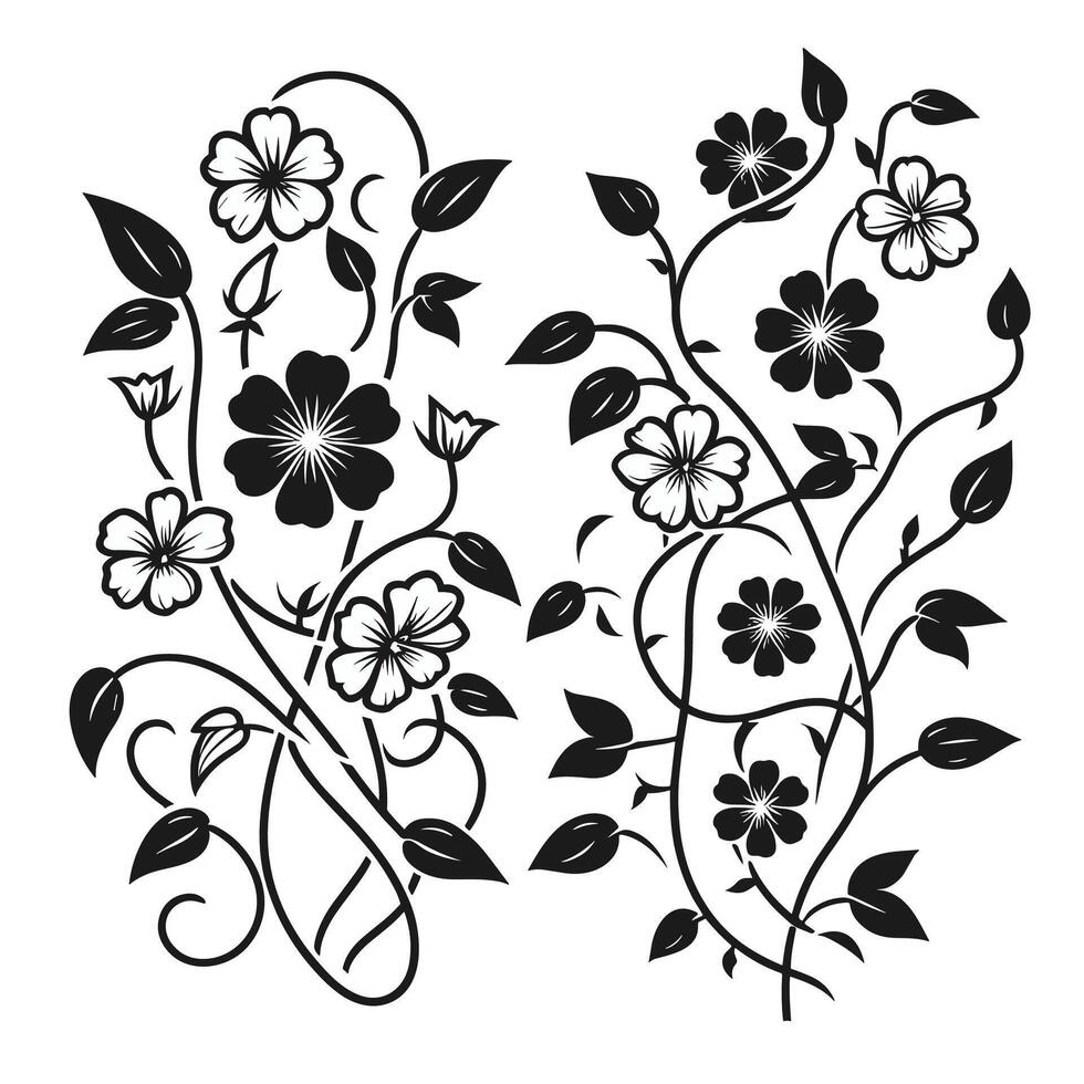 un colección de único y sencillo vino flor ilustraciones vector