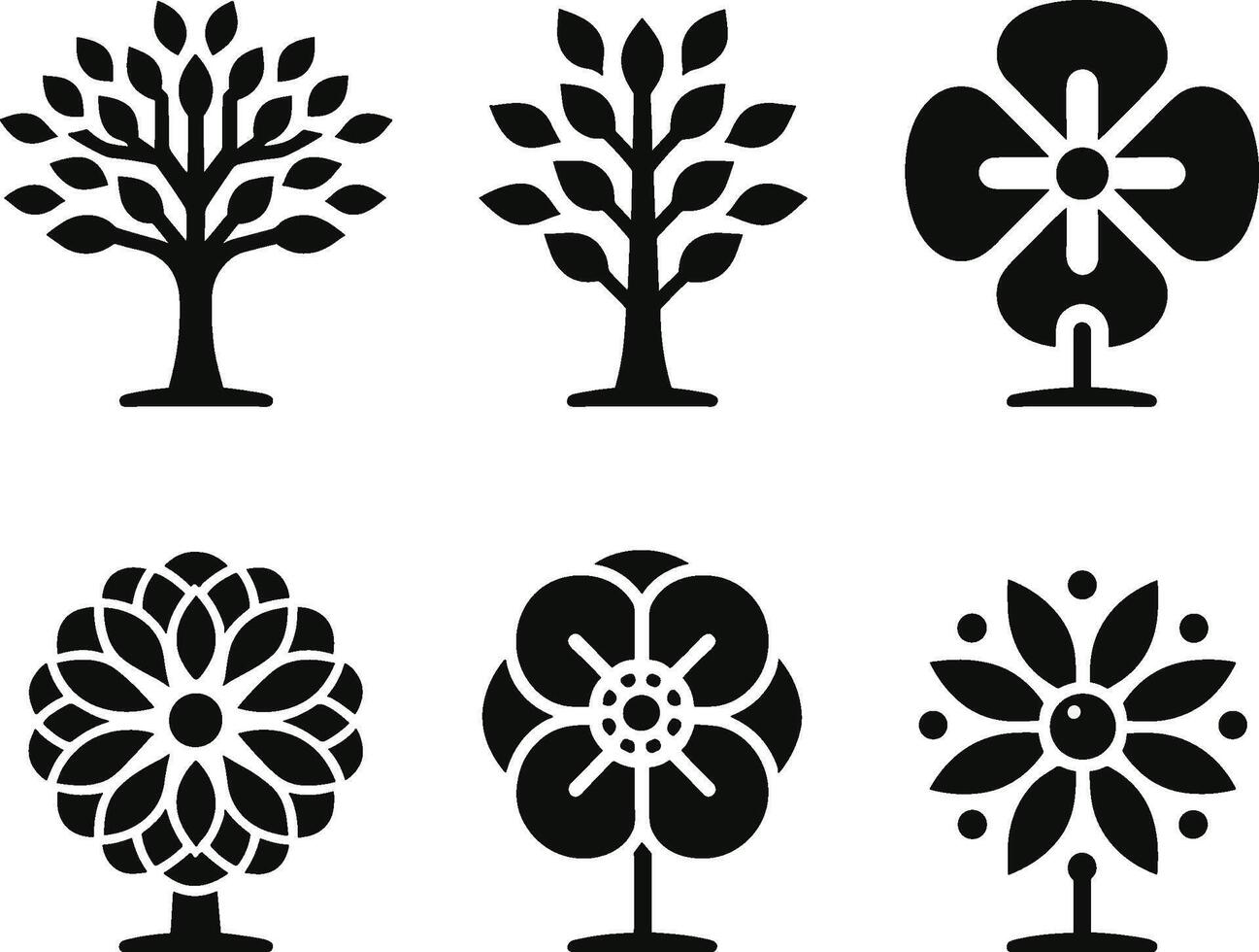 árbol línea icono. sencillo minimalista plantas, orgánico geométrico resumen formas hojas y arboles conjunto de vector belleza árbol logos