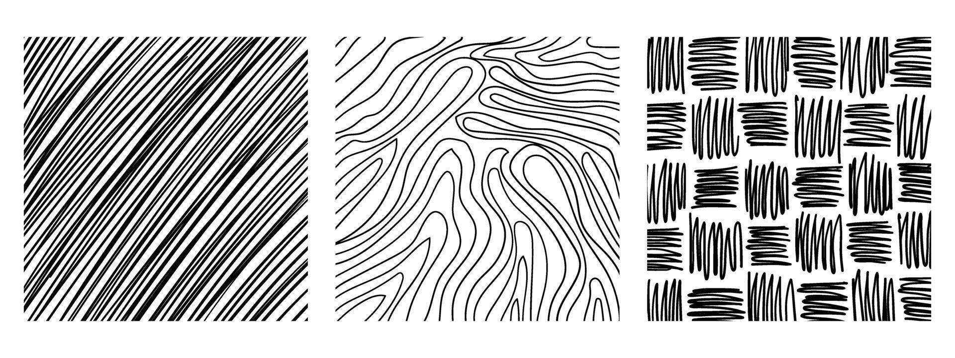 Graphic vector freehand textures set with different hand drawn patterns. Trendy illustration